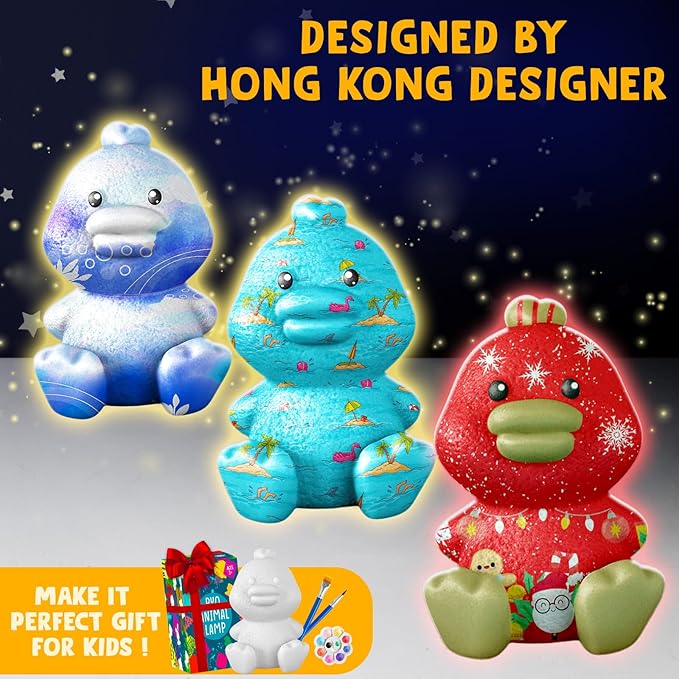 Goody King Paint Your Own Duck Lamp Kit, DIY Duck Night Light, Arts & Crafts for Kids Ages 8-12, Painting Kit for Kids, Art Supplies Birthday Party Holiday Gift for Teens Girls Boys Age 3 4 5 6 7 8+