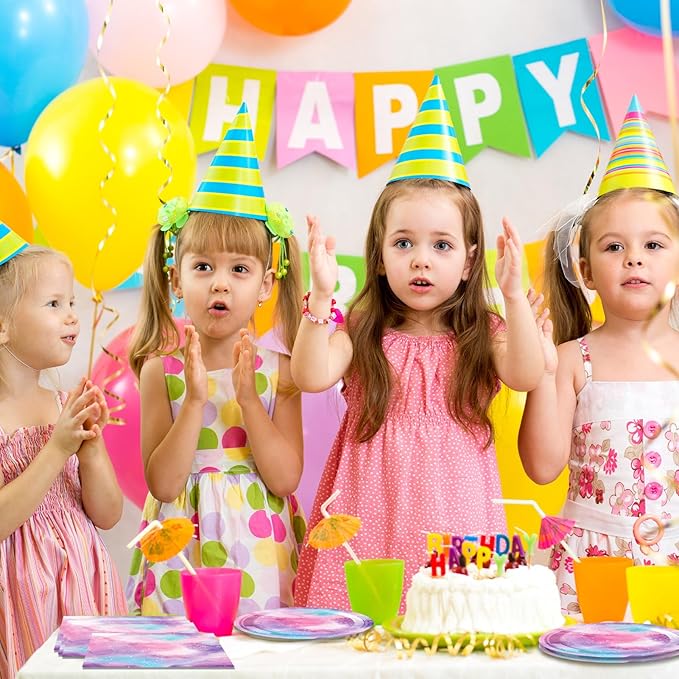 40PCS Starry Galaxy Birthday Party Decorations Galaxy Party Starry Night Supplies Tableware Set Starry Night Solar System Star Plates Napkins for Baby Shower,Disposable Birthday Table Decoration