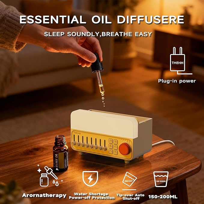 TMEHM 4-in-1 Sleep Sound Machine with White Noise & 8 Nature Sounds, Bluetooth Speaker, Night Light & Aroma Diffuser with Timer for Baby, Kids and Adults (Matte White)
