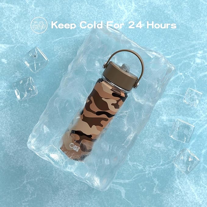 OISIZ 18oz Kids Water Bottle with Straw Lid, Vacuum Insulated Water Bottle Stainless Steel Bottles for Kids for School, Leakproof Water cups, BPA Free and Keep Cold for 24 Hours,Easy to Clean