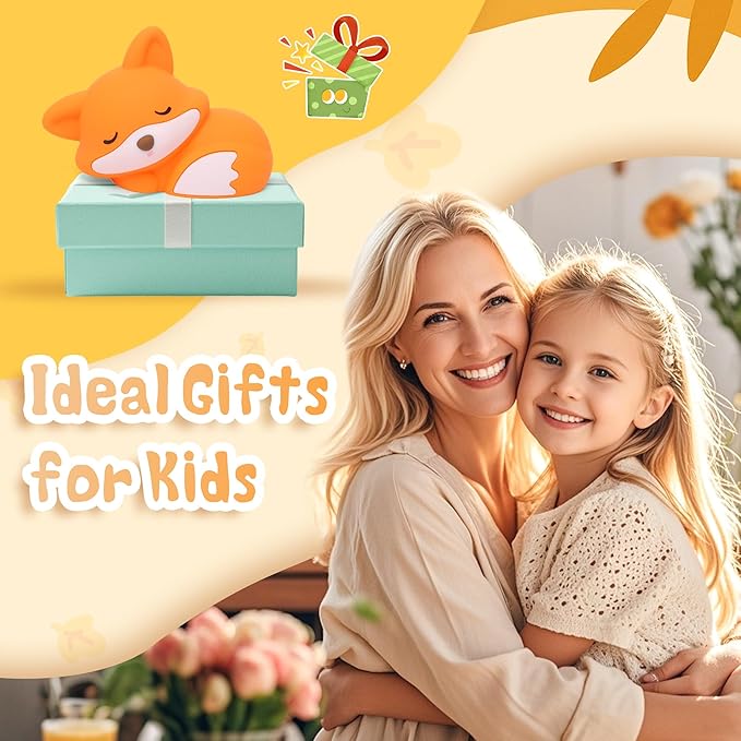 CoolGift Mart Fox Night Light, Cute Fox Silicone Night Light Gifts for Kids, Fox Lamp for Girls Boys Child Baby Nursery, Animal Light with Touch Control, Timer and USB Rechargeable