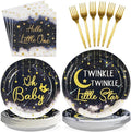 Grencian Twinkle Twinkle Little Star Decorations 96Pcs Gender Reveal Party Supplies Plates and Napkins Baby Shower Disposable Tableware for Baby Girls or Boys Gender Reveal Party Decorations Serve 24