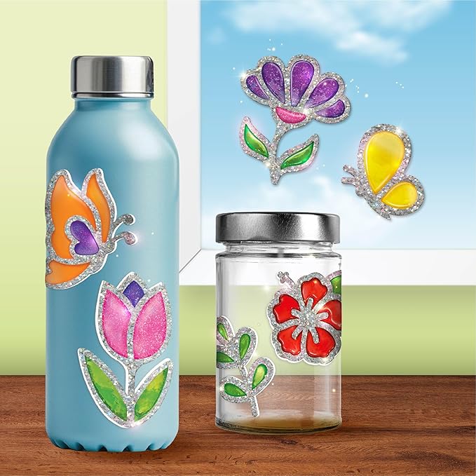 Imagimake DIY Jelly Stickers - Flower & Butterflies | Gel Window Clings | Activities for Kids Ages 3-5 | Kids Art Set | 3,4,5,6,7 Year Old Girl Birthday Gift