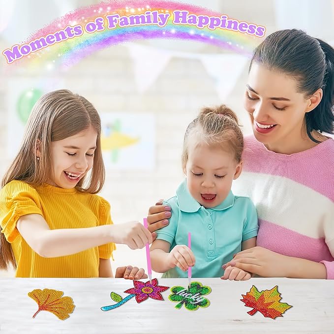 YiConfety Diamond Painting Kits, Kids Diamond Art Gift, Gem Art Kits for Girls Birthday, Arts and Crafts for Kids Ages 6 8 10 (Flower)