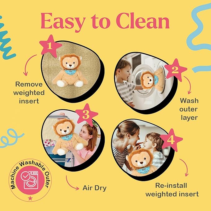 Lilly's Love Weighted Stuffed Animals for Adults & Kids — 5lb Calming Lion Plush for Anxiety, ADHD & Sensory | Machine Washable Weighted Stuffed Animal w/Removable Insert | Leo The Lion