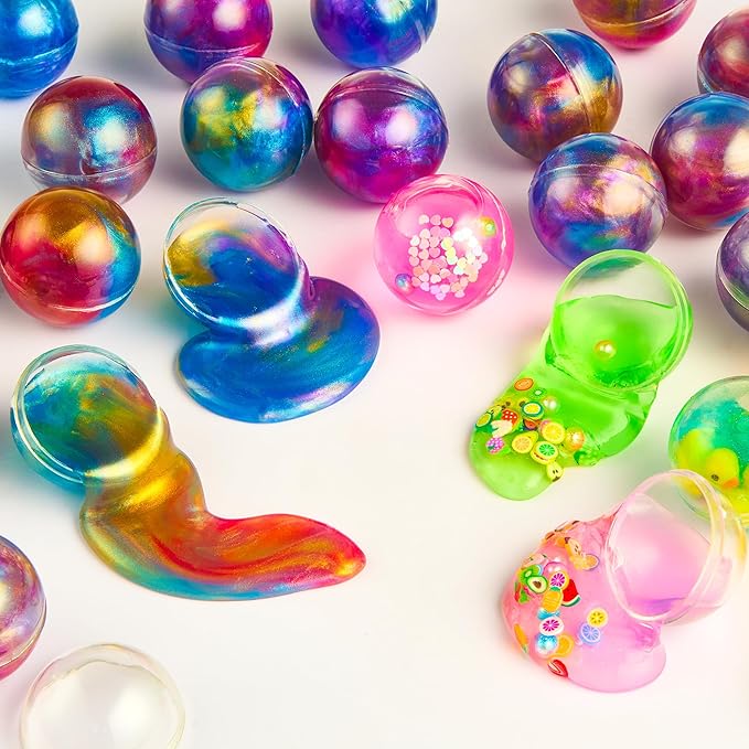24 Pack Galaxy Slime Party Favors for Kids Slime Balls Bulk Stretchy & Non-Sticky DIY Stress Relief Putty Toy Birthday Halloween Christmas Stocking Stuffers, Classroom Reward for Girls Boys