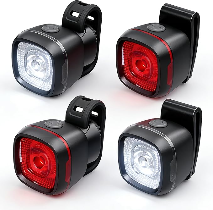 Bicycle Front & Rear Lights, Type-C Rechargeable LED Bike Light Set, IPX6,Waterproof Flashlight for Night Riding, Safety Headlight Taillight, Kids Girls Children's Bicycle Accessories
