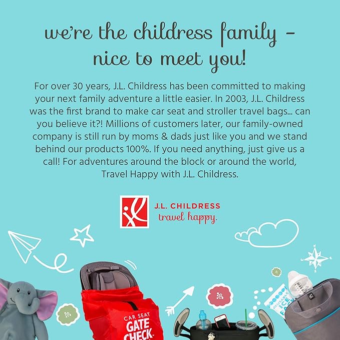 J.L. Childress Gate Check Bag for Single & Double Strollers - Travel Bag for Airplane, Fits Most Standard Baby Strollers, Airport Accessories for Gate Check, Flying Essentials - Deluxe, Grey