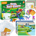 Fun Foil Art Craft Kits, 2 In 1 DIY Dinosaur & Space Creative Sticker Coloring Activity, Travel Toys, Arts and Crafts for Kids 4-6, No Mess Art Craft Supplies, 4 5 6 7 8 9 10 Year Old Boy Girl Gifts