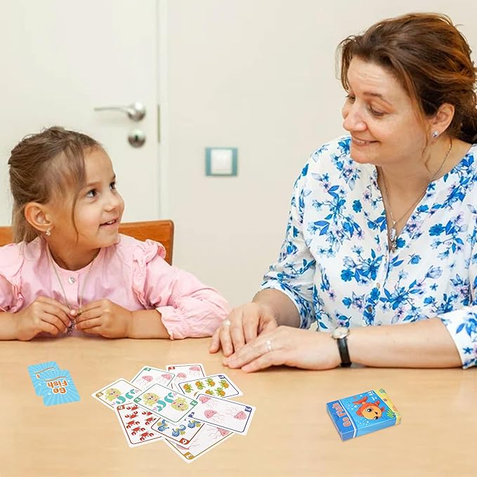 Etyishe Card Games for Kids Toddlers, Go Fish, Old Maid, Slap Jack and Memory Match, 4 Decks in 1 Pack, Fun Educational Gard Games for Family Game Night Table Games, Great Stocking Stuffers