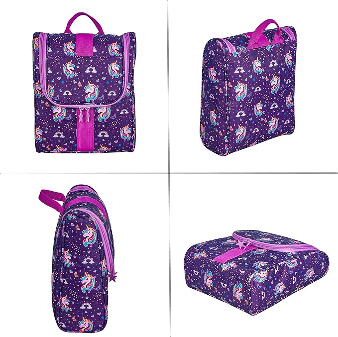 Remobia Hicol Cute Cartoon Hanging Kids Toiletry Bag Children Travel Cosmetic Makeup Organizer Wash Bag Shower bag Over Night Bag Camping Shaving Kit Bag for Boys & Girls(Unicorn)