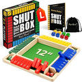 12" Upgraded Shut The Box Game, Math Dice Board Game for Family Night Classroom Travel, Wooden Table for Group Kid Adult Senior, Travel Party Bar, Easy Quick and Fun, 2-4 Players