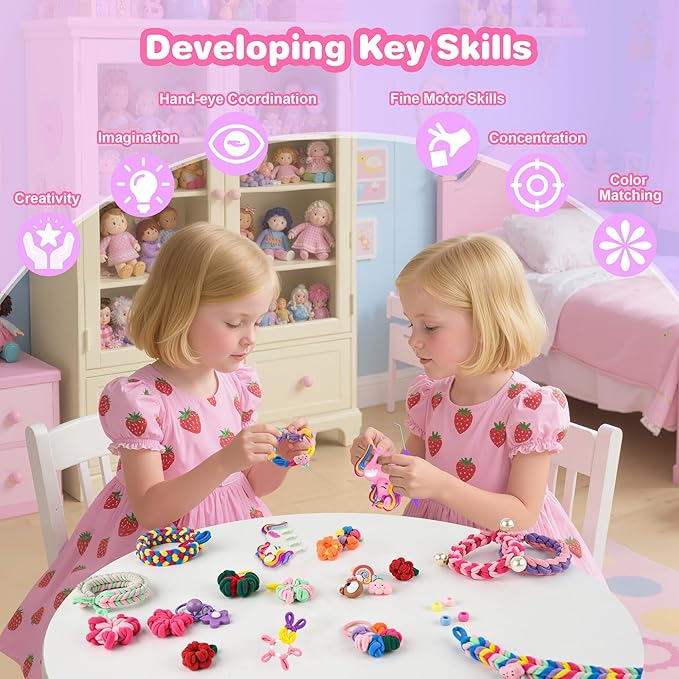 Rubber Band Bracelet Kit for Kids Girls Ages 6-12, 1300+ PCS DIY Craft Kits with 2 Weaving Comb & Organizer, Weaving Loom Kit Toys, Christmas Birthday Valentine Gifts for 7 8 9 10 11 12 Year Old
