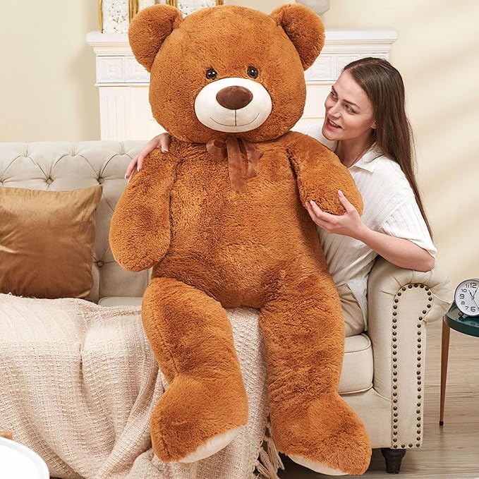 Toys Studio 51 inch Big Teddy Bear Cute Giant Stuffed Animals Soft Brown Bear Plush Toy for Girls Kids Birthday Gift Christmas Valentine's Day Mother's Day Baby Shower Decor