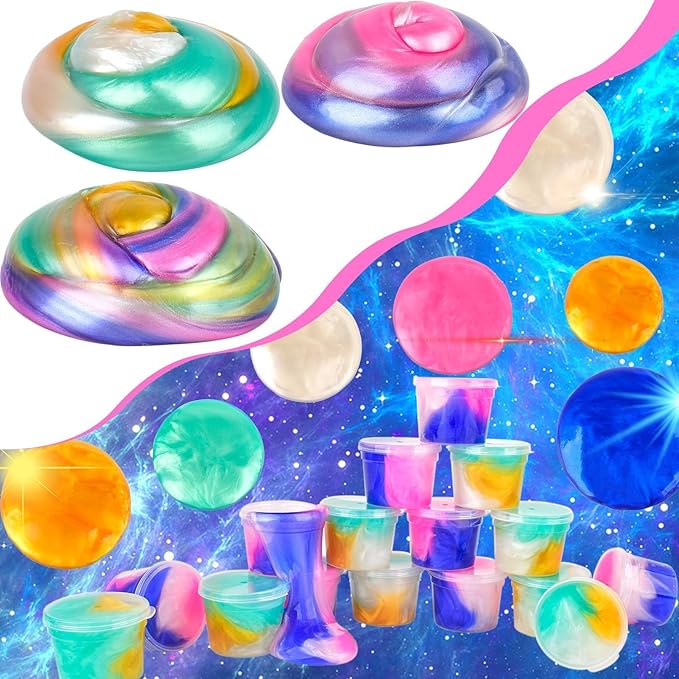 Galaxy Slime Kit for Kids –116 Pack Valentines Slime Party Favors, Stress Relief Toys, Classroom Rewards, and Birthday Goodie Bag Fillers, Stretchy and Non-Sticky Slime for Girls and Boys