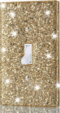 Gold Glitter Light Switch Cover - Sparkling Wall Plate 5.1"x3.15", Gift for Home Decor,Single Toggle