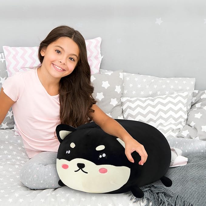 Cuteoy 17.7" Shiba Inu Stuffed Animal Plush Pillow Soft Comfortable Plushies Large Throw Body Pillow Sleeping Dog Plush Toy for Girls Boys Birthday
