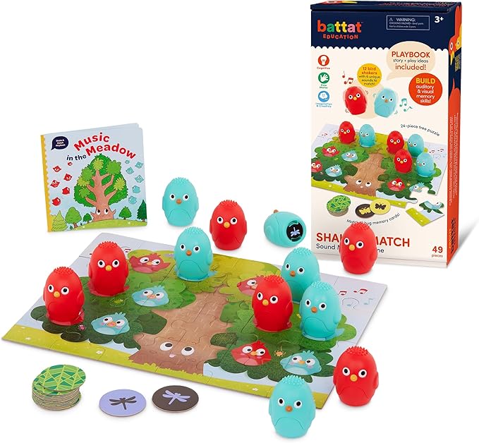 Battat Education – Montessori Memory Game Sound Shakers Toy for Toddlers – Educational Matching Game with Colorful Egg Shakers