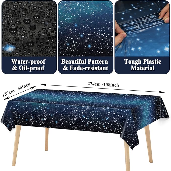 Galaxy Party Supplies Serves 24 Starry Night Party Paper Plates Napkins Space Theme Tablecloth Set Tableware Kit for Kids Birthday Party Baby Shower Dec