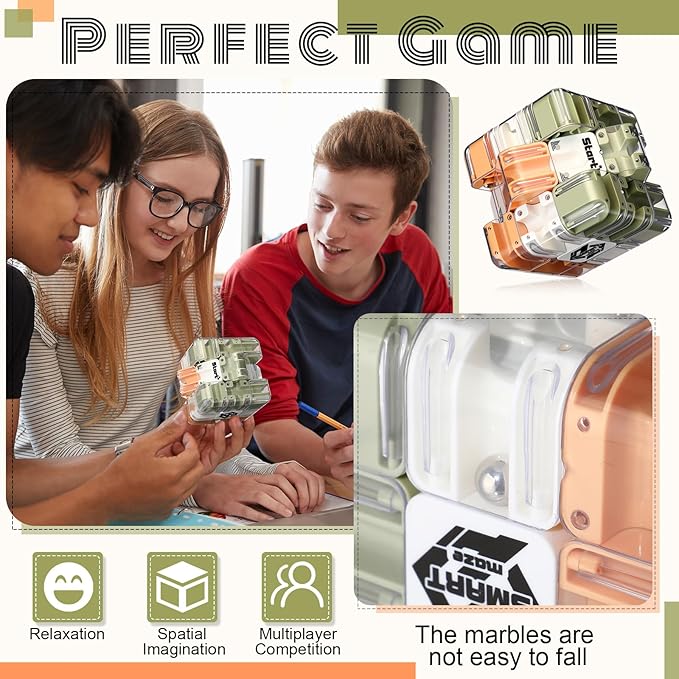 1 Sets Large Labyrinth 3D Maze Cube Puzzle Maze Game Gravity 3D Puzzle Cube Brain Teaser Ball Games for Kids Education Sensory Toys Gift for Adults (Classical,Green)