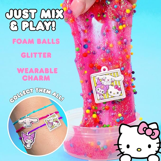 Hello Kitty and Friends SLIMYGLOOP Mix’EMS, Collectible Charm, Fun Slime Add-Ins, Hello Kitty and Pink Glitter Slime, Party Favors for Kids 8-12, Girls Toys Age 6-8, Sanrio Stuff