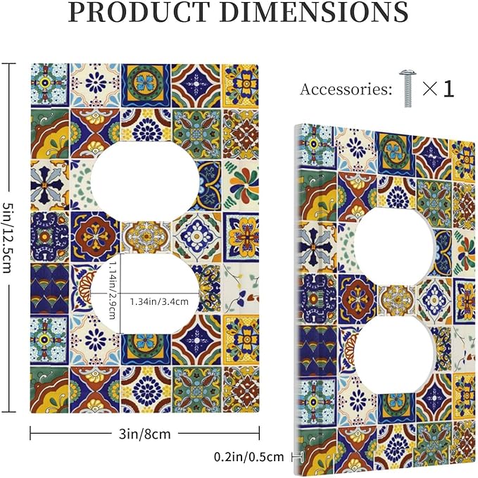 Yellow Mexican Moroccan Sun Tile 1 Gang Receptacle Wall Plate Duplex Outlet Covers Decorative Single Device Switchplate Face Wallplate Bedroom Decorate