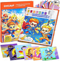 CHICAUP Paint with Water Coloring Books Shimmer Art Kit for Kids, Superhero Themed Arts and Crafts Set with Watercolor Painting Kit, Travel Art Supplies for Boys Girls Ages 4-8 Birthday Christmas