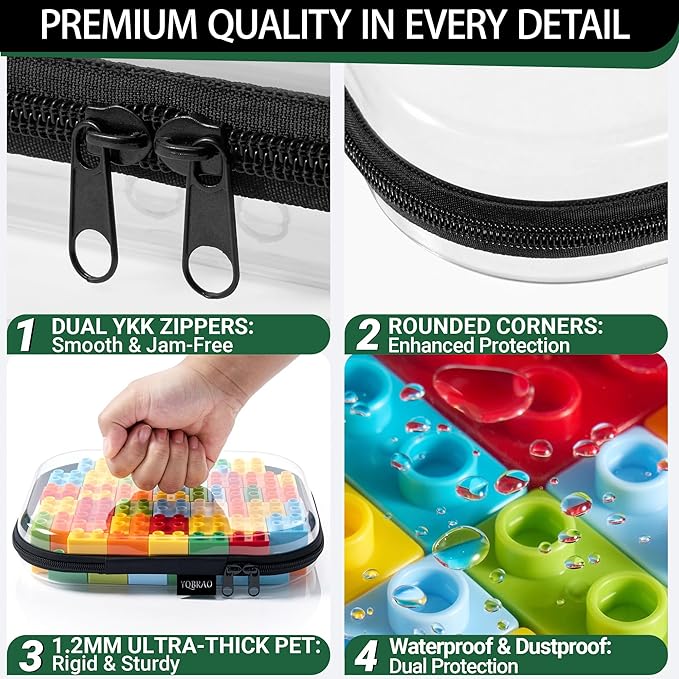 YQBRAO 2-Pack Medium Clear Hard Shell Zipper Case Black, 1.2mm Heavy-Duty Crush-Proof Makeup Bag, Versatile Diaper Bag Organizer Pouches, Rigid Clear Zipper Pouches for Toiletries, Tech & Daily Carry
