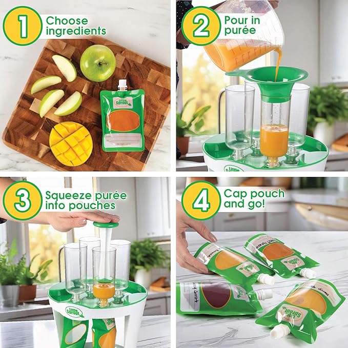 Disposable 6oz Baby Food Storage Pouch Containers, 48 Pack- Write What You Want Squeezable Pouches- Make Homemade Organic Food for Babies/Toddlers- Works with Most Filling Stations Including Infantino