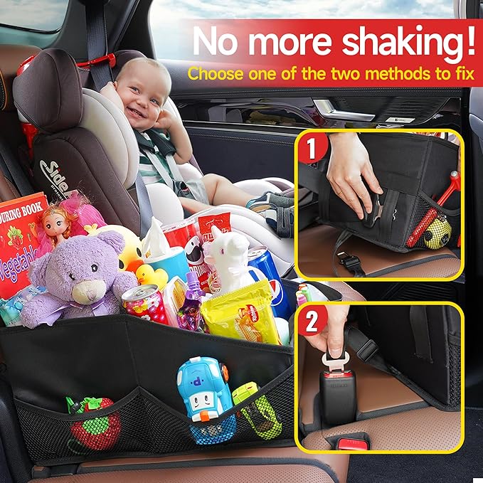 Car Seat Organizer for Front Seat or Backseat, Car Storage Organizer for kids, Car Caddy Organizer for Office Files, Books, Toys, Snacks, Drinks, Cups