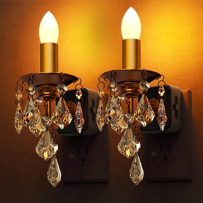 L LOHAS LED Flameless Candle Night Light, 2 Pack Night Lights Plug into Wall, LED Candle Night Light with Light Sensor, 0-100LM Dimmable Nightlight, for Dinning Room, Living Room, Bathroom, Hallway