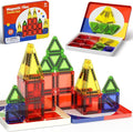 WMXDU Mini Magnetic Tiles with Iron Case, Magnetic Building Toys Kid's Travel Essential Portable Creativity On-The-Go Magnet Blocks STEM Travel Toys for Toddler Boys Girls Ages 3+, 26-Piece