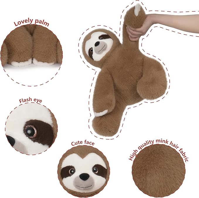 Niuniu Daddy 14" | 3.5 Pound Weighted Sloth Stuffed Animal, Heavy Stuffed Sloth Plush Toys for Kids Adults, Small Weighted Beads for Plush Animals Body Pillow for Presents Birthday Christmas Holiday