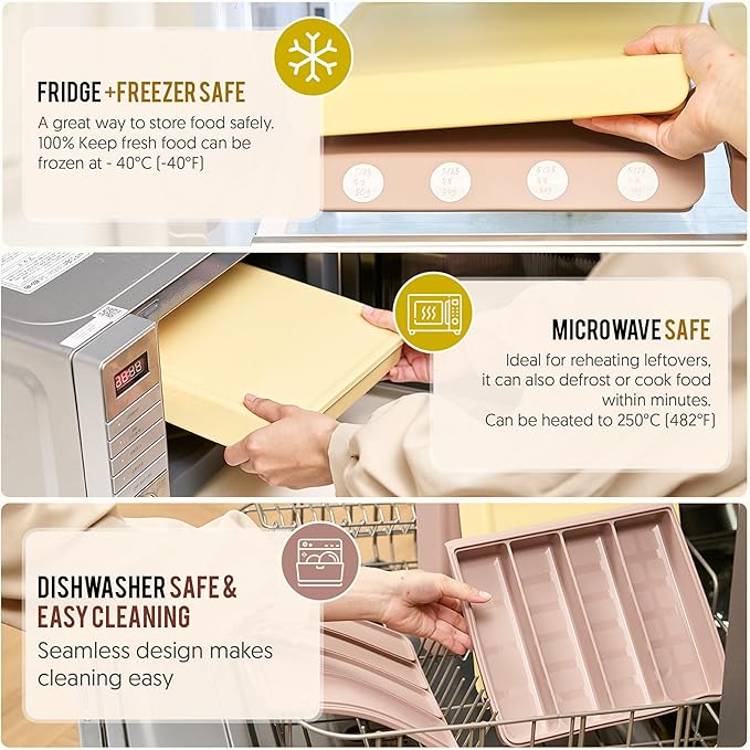 Silicone Baby Food Freezer Tray with Lid Korea - 26oz Stackable Meal Prep Containers for Baby Puree, Homemade Food & Snacks - 4 Compartment Airtight, BPA Free, Microwave Dishwasher Safe - Brown