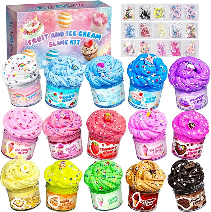15pack Butter Slime Kit for Girl Boys, Party Favors, Fidget Toy, Stocking Stuffers for Kids 6 7 8 9 10 11 12 Years Old