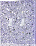 Light Switch Cover Plate - Shiny Purple Glossy Finish (2-Gang,5.1" x 5.1") - Sparkle Double Toggle Wall Plate