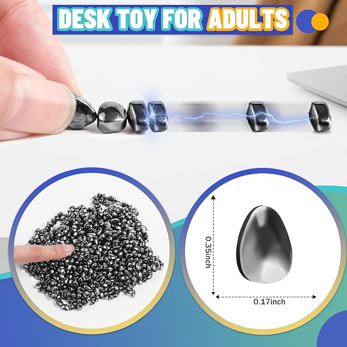 Fidget Toys For Teen Boys Adult, 500pc Metal Cool Gadgets Gift Quiet Office Desk Sensory Stress Fidgets Beads Balls Stones Toy Anxiety Relief Items For Teen Girls ADHD Autism Autistic Ferrite Putty
