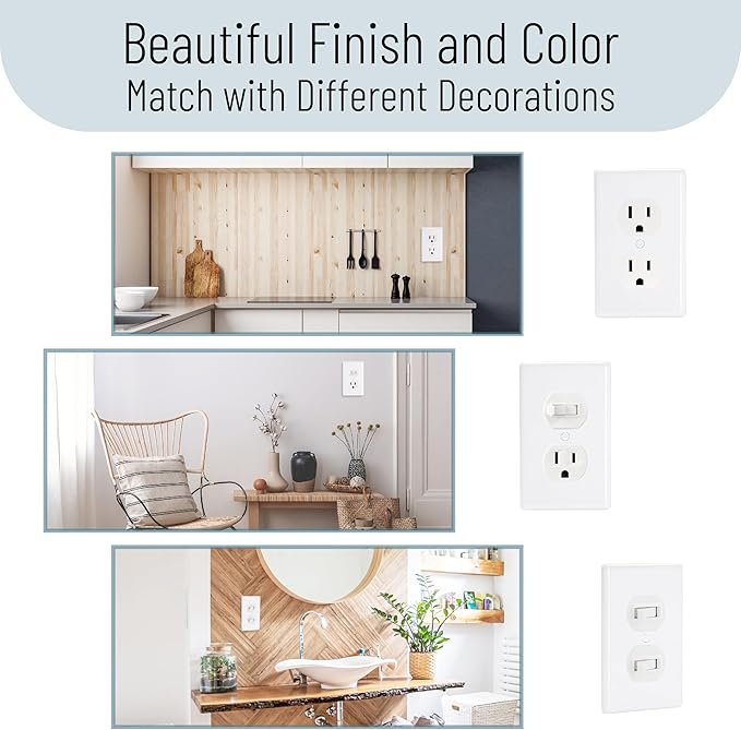 Bates- Duplex Wall Plate, 12 Pack, Light Almond, Electrical Outlet Cover Plates, Wall Outlet Cover
