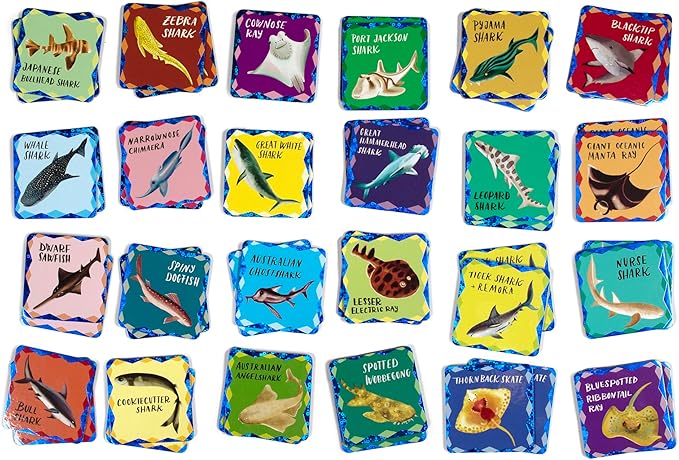 eeBoo: Memory & Matching Game- Shiny Sharks & Friends - 24 Matching Pairs, Educational Preschool Game, Kids Ages 3+, 1-4 Players
