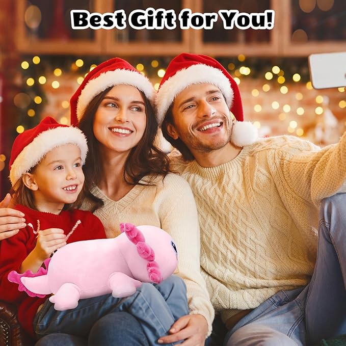 Finebee Weighted Axolotl Stuffed Animals, Cute Weighted Axolotl Plush, Soft Stuffed Weighted Plush Pillow Gifts for Kids Adult(13.8" 1.6Lbs)