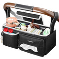 YOREPEK Spacious Stroller Caddy Fits for UPPAbaby Vista/Minu/Cruz, Adjustable Stroller Organizer with 2 Insulated Cup Holders, Easy-clean Stroller Bag for Travel, Walks, Accessories, Baby Essentials