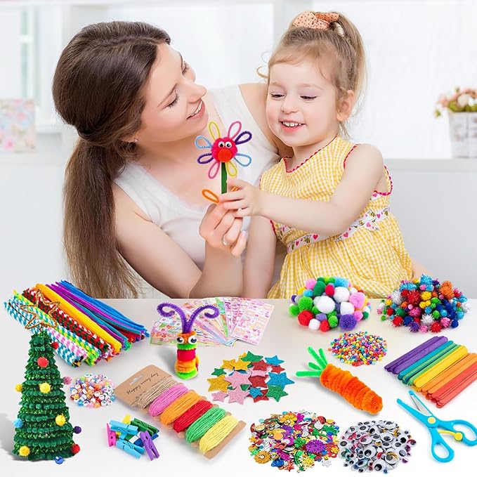 Sundaymot Arts and Crafts Supplies for Kids, 2000+Pcs DIY Craft Kits, Ages 6-10, Educational Preschool and Homeschooling Arts Programs, Children Craft Kits, Gifts for Boys and Girls.
