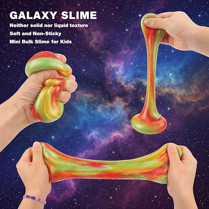 24 Pack Galaxy Slime Putty, Party Favors for Kids, Non-Sticky Galaxy Slime Packs, Party Favors for Kids Goodie Bag Stuffers, Stress Relief Toy for Girl and Boys 6 7 8 9 10 11 12