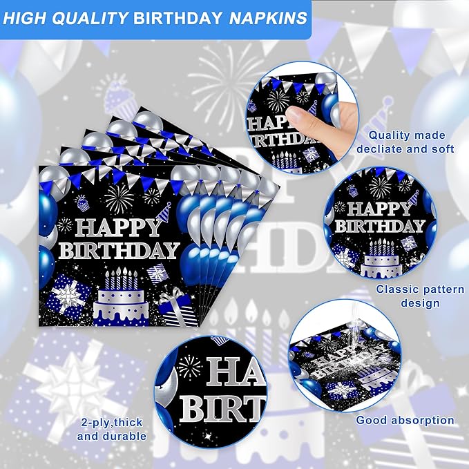 120PCS 16th Birthday Decorations for Boys 16 Years Old Birthday Decorations Sweet 16 Plates Napkins Tablecloth for Boys Girls 16th Birthday Party Supplies