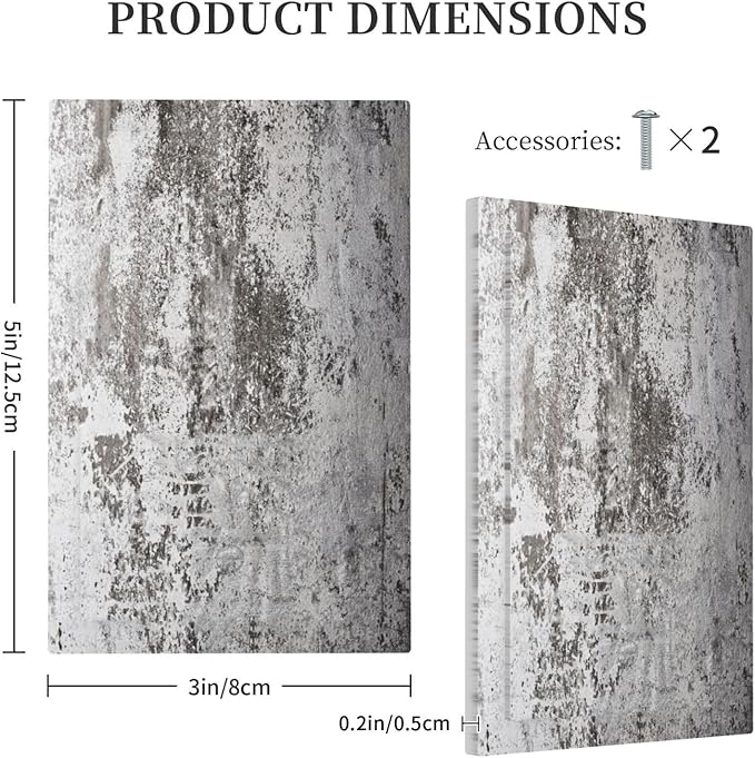 Light Switch Cover Plate Gray White Speckled Weathered Concrete Wall 1 Gang Blank No Device Decorative Outlet Covers Electrical Wall Plate Switchplate for Bedroom Home Decor
