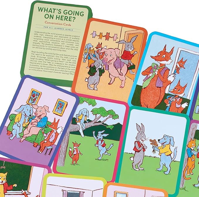eeBoo: What's Going on Here - 50 Conversation Flashcards, Develops Empathy Through Friendly Illustrations of Social Situations, Develop Social and Emotional Intelligence, for Ages 3 and up