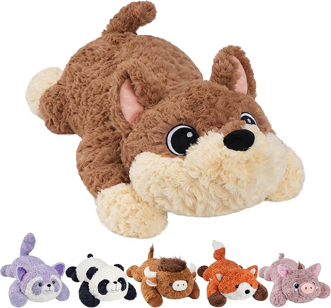 GILFWM 26" 5 Lbs Weighted Stuffed Animals Dog, Heatable and Coolable Weighted Plush with Microwavable Heating Pad,Removable Soft Washable Cute Plushie Pillow Toy Gifts for Adults and Kids