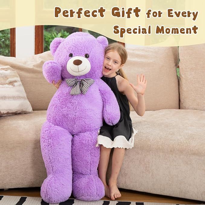 MorisMos Giant Teddy Bear 4 Feet, 47inch Stuffed Animal Big Teddy Bear Plush, Classic Gift Girlfriend Boyfriend on Birthday, Violet