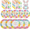 150 Pack Easter Party Supplies Set, Happy Easter Dinnerware Set Includes Heavy Duty Dessert Dinner Plates and Luncheon Napkins for Spring Birthday Party Decorations Table Decor, Serves 50