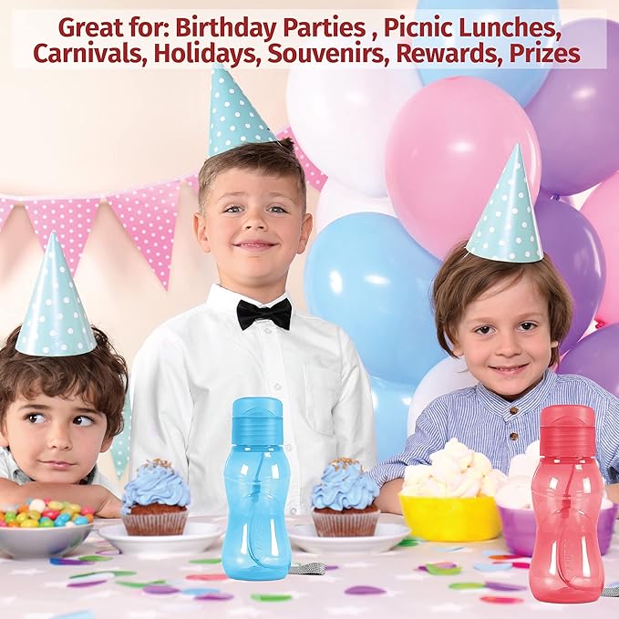 MILTON 4 pack 6 oz Kids Water Bottle for School Leak Free Flip Lid- Portable Small Sports Water Bottle for Adults Carry Strap Party Favors for Kids Treats Prizes Gifts Goodie Bag Stuffers Bulk Pack